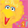 Big Bird Sesame Street Pink Cute Kids 1st Birthday Party Paper Luncheon Napkins