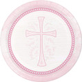 Divinity Pink Cross Christian Religious Theme Party 9" Paper Dinner Plates