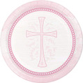 Divinity Pink Cross Christian Religious Theme Party 7" Paper Dessert Plates