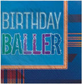 Birthday Baller Blue Athlete All Star Kids Sports Party Paper Beverage Napkins