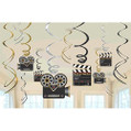 Lights Camera Action Movie Night Hollywood Party Hanging Swirl Decorations