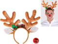 Light-Up Nose Antler Reindeer Christmas Fancy Dress Halloween Costume Accessory