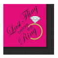 Last Fling Before the Ring Black Pink Bachelorette Party Paper Luncheon Napkins