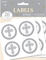 Religious Cross Silver White Theme Party Favor Decoration Stickers Labels