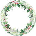 Traditional Holly Christmas Holiday Winter Party 6.75" Paper Dessert Plates