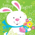 Hoppy Bunny Easter Rabbit White Cute Theme Holiday Party Paper Luncheon Napkins