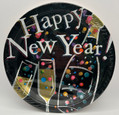 Champagne Bubbles Black New Year's Eve Holiday Party 9" Paper Dinner Plates