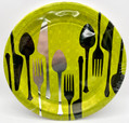 Dinner Hour Green Modern Cutlery Spoon Fork Knife Theme Party 9" Dinner Plates