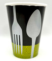 Dinner Hour Green Modern Cutlery Spoon Fork Knife Theme Party 9 oz. Paper Cups