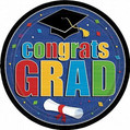 Commencement Celebration Streamers Graduation Party 12" Paper Banquet Plates