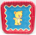 Buddies & Blocks Teddy Bear Baby Shower Party 7" Square Paper Dessert Plates