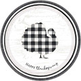 Black & White Check Turkey Thanksgiving Holiday Party 10.5" Paper Banquet Plates