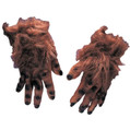 Brown Werewolf Hairy Hands Wolf Fancy Dress Up Halloween Adult Costume Accessory