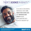 Smiling bearded man, there's science in beauty graphic