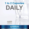 Capsule beside a glass of water, 1 to 2 capsules daily graphic