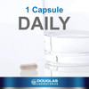 One capsule beside a glass of water, 1 capsule daily graphic
