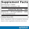 Vitamin D supplement facts, 25 mcg (1,000 IU) vitamin D3 as cholecalciferol per tablet