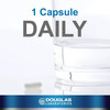 Glass of water and capsule, 1 capsule daily graphic