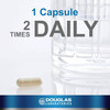 One capsule beside a glass of water, 1 capsule 2 times daily graphic
