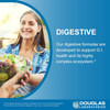 Woman holding a salad bowl, Douglas Laboratories digestive formulas graphic