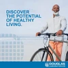 Man with a bicycle by the sea, discover the potential of healthy living graphic