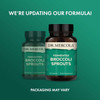 Old and new Fermented Broccoli Sprouts bottles, we're updating our formula graphic