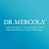 Dr. Mercola logo on blue, premium products you can trust graphic