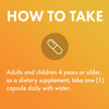 How to take graphic, adults and children 4 years or older take one capsule daily with water
