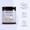 Stress Support jar with mood and stress, ayurvedic and no artificial flavors icons