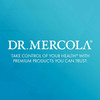 Dr. Mercola logo on teal, premium products you can trust graphic