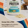 Unflavored RAW Organic Protein tub and scoop, scoop like a pro, easy to digest graphic