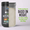 MCT Powder tub cutaway, product servings are based on weight, not volume graphic