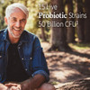 Smiling older man outdoors, 15 live probiotic strains, 50 billion CFU graphic