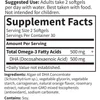 Algae Omega-3 supplement facts, 500 mg omega-3 fatty acids and 500 mg DHA per 2 softgels