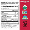 Kids Immune Gummy supplement facts panel with organic and third party certification logos