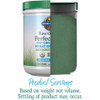 Wheat Grass Juice canister cutaway, product servings based on weight, not volume