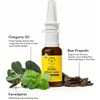 Nasal spray with oregano oil, bee propolis and eucalyptus ingredient callouts