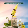 Nasal spray over a supplement jar and flowers, clean medicine from the hive graphic
