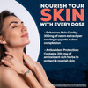 Woman touching her face, nourish your skin with neem extract graphic