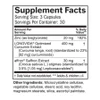 Supplement facts panel for Happy Saffron Plus