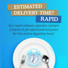 Alarm clock on a plate, estimated delivery time rapid release capsules graphic