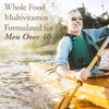 Older man kayaking, whole food multivitamin formulated for men over 40 graphic