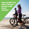 Woman and child cycling by the beach, keep up with your active lifestyle graphic