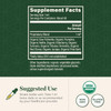 Prostate Health supplement facts, 1 mL serving, with suggested use and organic badges
