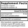Supercharged C60 supplement facts, 10 mg per capsule