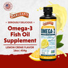 Lemon Creme Omega-3 fish oil supplement 16 oz bottle with lemons graphic