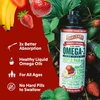 Strawberry Banana bottle with fruit, 3x better absorption and healthy liquid omega oils icons