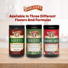 Three Barlean's Greens jars, available in three flavors and formulas