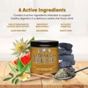 Stomach Repair jar with ingredients, 6 active ingredients graphic