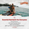 Father and child paddleboarding, essential nutrients for everyone ingredient amounts graphic